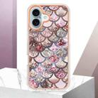 For iPhone 16 Plus Electroplating Pattern IMD TPU Shockproof Case(Pink Scales) - 2