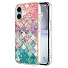 For iPhone 16 Plus Electroplating Pattern IMD TPU Shockproof Case(Colorful Scales) - 1