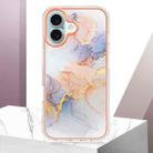 For iPhone 16 Plus Electroplating Pattern IMD TPU Shockproof Case(Milky Way White Marble) - 2