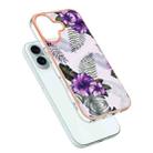 For iPhone 16 Plus Electroplating Pattern IMD TPU Shockproof Case(Purple Flower) - 3