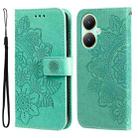 For vivo Y35+ 7-petal Flowers Embossing Leather Phone Case(Green) - 1