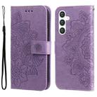 For Samsung Galaxy S23 FE 5G 7-petal Flowers Embossing Leather Phone Case(Light Purple) - 1