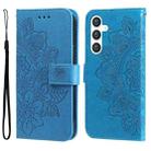 For Samsung Galaxy S23 FE 5G 7-petal Flowers Embossing Leather Phone Case(Blue) - 1