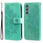 For Samsung Galaxy M34 5G 7-petal Flowers Embossing Leather Phone Case(Green) - 1