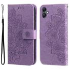 For Samsung Galaxy A05 7-petal Flowers Embossing Leather Phone Case(Light Purple) - 1