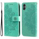 For Samsung Galaxy A05 7-petal Flowers Embossing Leather Phone Case(Green) - 1