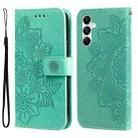 For Samsung Galaxy A05s 7-petal Flowers Embossing Leather Phone Case(Green) - 1