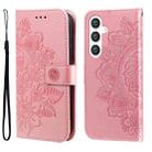 For Samsung Galaxy S24 7-petal Flowers Embossing Leather Phone Case(Rose Gold) - 1