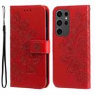 For Samsung Galaxy S24 Ultra 7-petal Flowers Embossing Leather Phone Case(Red) - 1