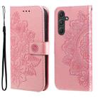 For Samsung Galaxy A55 7-petal Flowers Embossing Leather Phone Case(Rose Gold) - 1