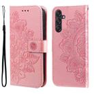 For Samsung Galaxy M55 5G 7-petal Flowers Embossing Leather Phone Case(Rose Gold) - 1