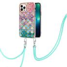 For iPhone 15 Pro Electroplating Pattern IMD TPU Shockproof Case with Neck Lanyard(Colorful Scales) - 1