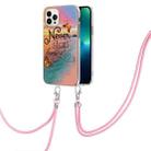 For iPhone 15 Pro Max Electroplating Pattern IMD TPU Shockproof Case with Neck Lanyard(Dream Chasing Butterfly) - 1