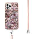 For iPhone 16 Pro Max Electroplating Pattern IMD TPU Shockproof Case with Neck Lanyard(Pink Scales) - 3