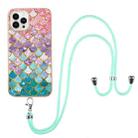 For iPhone 16 Pro Max Electroplating Pattern IMD TPU Shockproof Case with Neck Lanyard(Colorful Scales) - 2