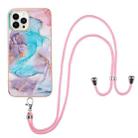 For iPhone 16 Pro Max Electroplating Pattern IMD TPU Shockproof Case with Neck Lanyard(Milky Way Blue Marble) - 2