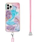 For iPhone 16 Pro Max Electroplating Pattern IMD TPU Shockproof Case with Neck Lanyard(Milky Way Blue Marble) - 3