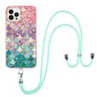 For iPhone 16 Pro Electroplating Pattern IMD TPU Shockproof Case with Neck Lanyard(Colorful Scales) - 2