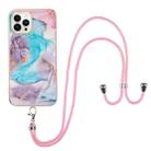 For iPhone 16 Pro Electroplating Pattern IMD TPU Shockproof Case with Neck Lanyard(Milky Way Blue Marble) - 2