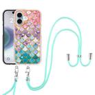 For iPhone 16 Electroplating Pattern IMD TPU Shockproof Case with Neck Lanyard(Colorful Scales) - 2