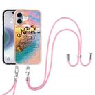 For iPhone 16 Electroplating Pattern IMD TPU Shockproof Case with Neck Lanyard(Dream Chasing Butterfly) - 2