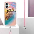 For iPhone 16 Electroplating Pattern IMD TPU Shockproof Case with Neck Lanyard(Dream Chasing Butterfly) - 3