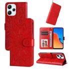 For Xiaomi Redmi 12 4G Embossed Sunflower Leather Phone Case(Red) - 1