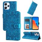 For Xiaomi Redmi 12 4G Embossed Sunflower Leather Phone Case(Blue) - 1