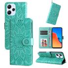 For Xiaomi Redmi 12 4G Embossed Sunflower Leather Phone Case(Green) - 1