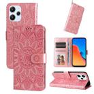 For Xiaomi Redmi 12 4G Embossed Sunflower Leather Phone Case(Rose Gold) - 1