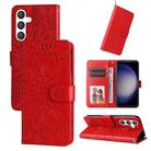 For Samsung Galaxy S23 FE 5G Embossed Sunflower Leather Phone Case(Red) - 1