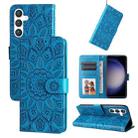 For Samsung Galaxy S23 FE 5G Embossed Sunflower Leather Phone Case(Blue) - 1