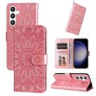 For Samsung Galaxy S23 FE 5G Embossed Sunflower Leather Phone Case(Rose Gold) - 1