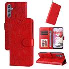 For Samsung Galaxy M34 5G Embossed Sunflower Leather Phone Case(Red) - 1