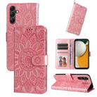 For Samsung Galaxy A15 Embossed Sunflower Leather Phone Case(Rose Gold) - 1