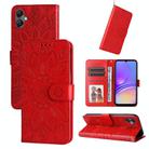 For Samsung Galaxy A05 Embossed Sunflower Leather Phone Case(Red) - 1