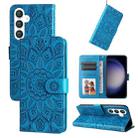 For Samsung Galaxy S24 Embossed Sunflower Leather Phone Case(Blue) - 1