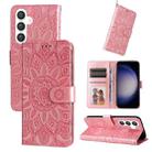 For Samsung Galaxy S24 Embossed Sunflower Leather Phone Case(Rose Gold) - 1