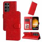 For Samsung Galaxy S24 Ultra Embossed Sunflower Leather Phone Case(Red) - 1