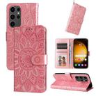 For Samsung Galaxy S24 Ultra Embossed Sunflower Leather Phone Case(Rose Gold) - 1