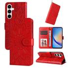 For Samsung Galaxy A35 Embossed Sunflower Leather Phone Case(Red) - 1