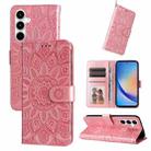 For Samsung Galaxy A35 Embossed Sunflower Leather Phone Case(Rose Gold) - 1