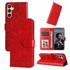 For Samsung Galaxy M15 5G / F15 5G Embossed Sunflower Leather Phone Case(Red) - 1