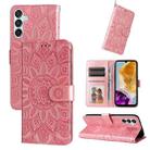 For Samsung Galaxy M15 5G / F15 5G Embossed Sunflower Leather Phone Case(Rose Gold) - 1