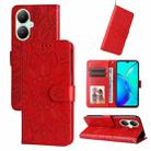 For vivo Y35+ Embossed Sunflower Leather Phone Case(Red) - 1