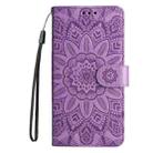 For vivo Y35+ Embossed Sunflower Leather Phone Case(Purple) - 2