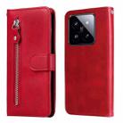 For Xiaomi 14 Pro Fashion Calf Texture Zipper Leather Phone Case(Red) - 1
