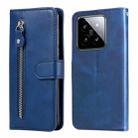 For Xiaomi 14 Fashion Calf Texture Zipper Leather Phone Case(Blue) - 1