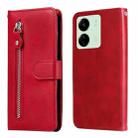 For Xiaomi Redmi 13C 4G Fashion Calf Texture Zipper Leather Phone Case(Red) - 1