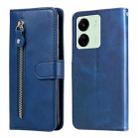 For Xiaomi Redmi 13C 4G Fashion Calf Texture Zipper Leather Phone Case(Blue) - 1
